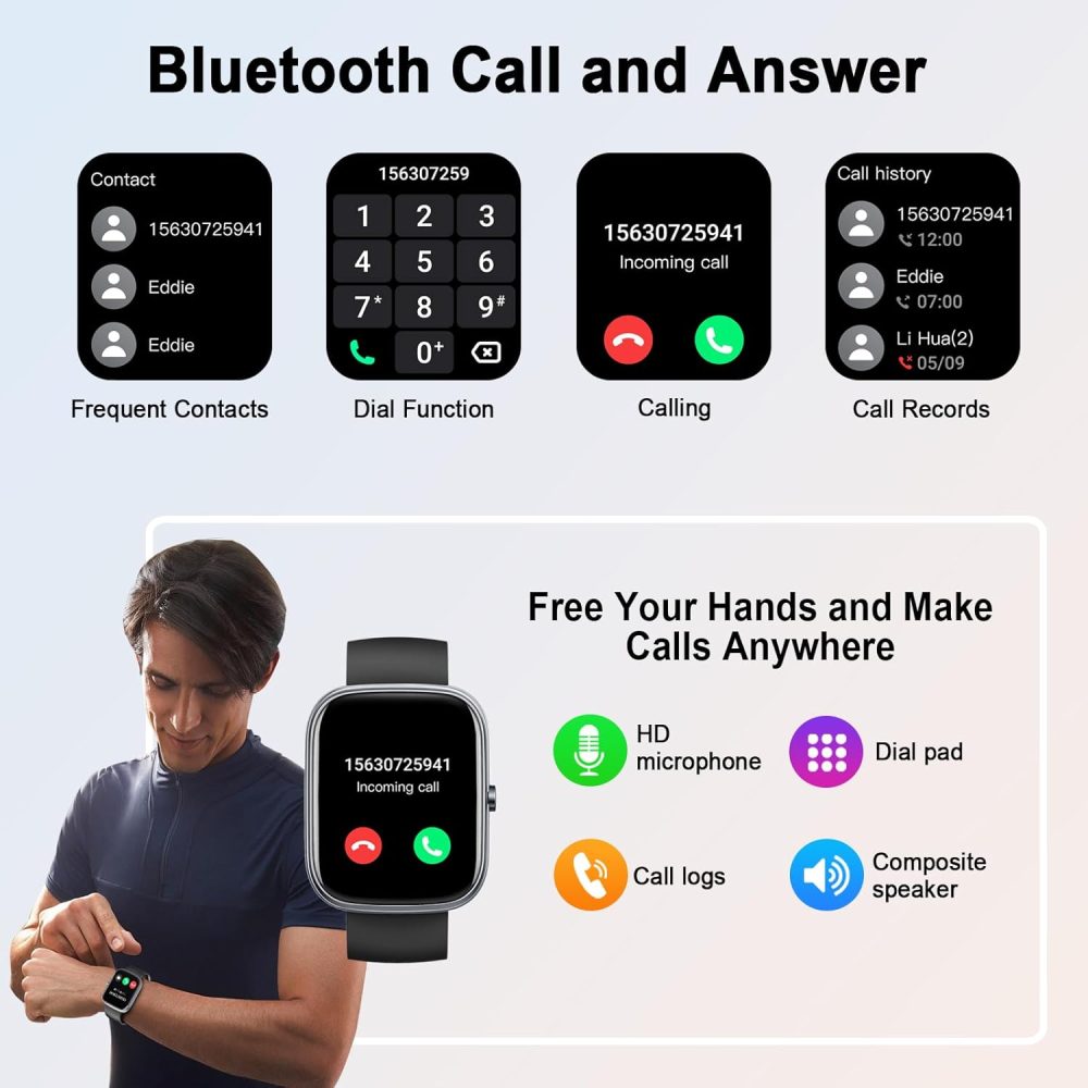 Smart Watch, 2025 HD 1.91" Smartwatch for Men Women(Answer/Make Call), 112+Sports Modes Fitness Activity Tracker, Calories/Heart Rate/Sleep Monitor, IP68 Waterproof Step Counter for Android iOS - Image 2