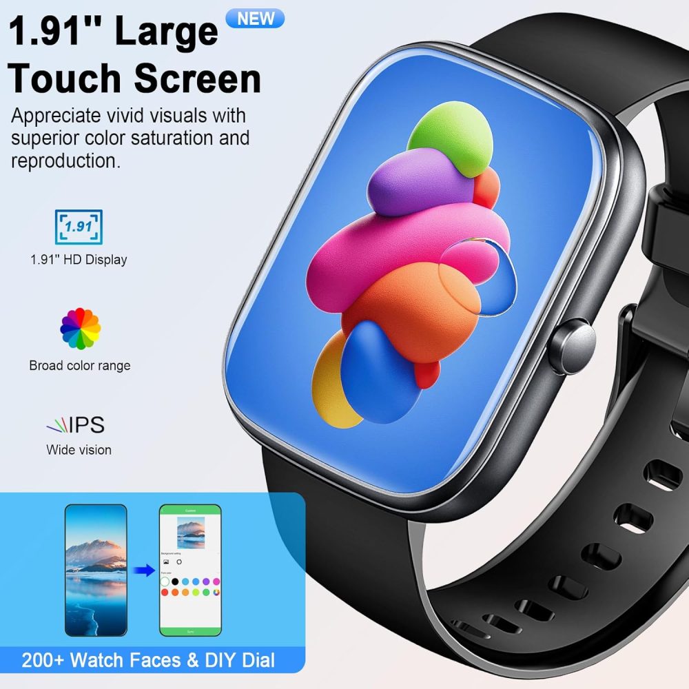 Smart Watch, 2025 HD 1.91" Smartwatch for Men Women(Answer/Make Call), 112+Sports Modes Fitness Activity Tracker, Calories/Heart Rate/Sleep Monitor, IP68 Waterproof Step Counter for Android iOS - Image 3