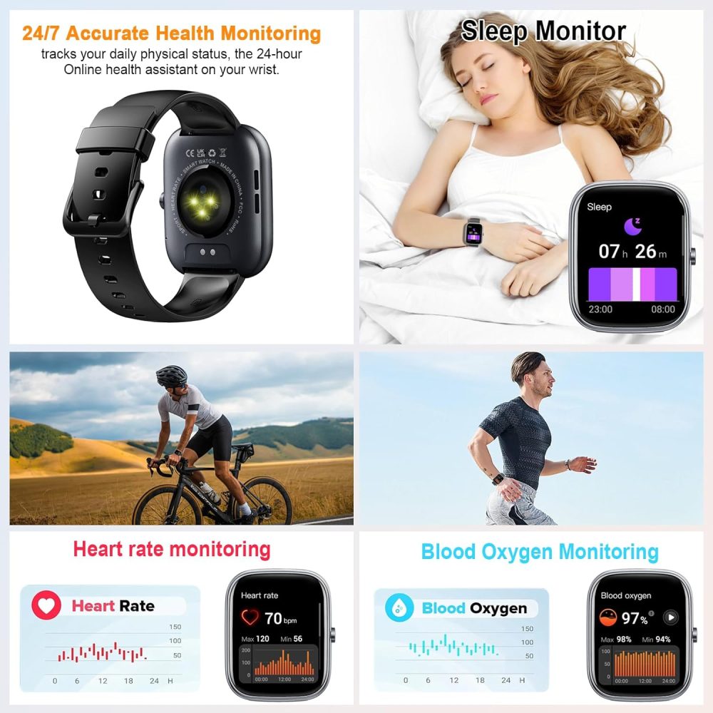 Smart Watch, 2025 HD 1.91" Smartwatch for Men Women(Answer/Make Call), 112+Sports Modes Fitness Activity Tracker, Calories/Heart Rate/Sleep Monitor, IP68 Waterproof Step Counter for Android iOS - Image 4
