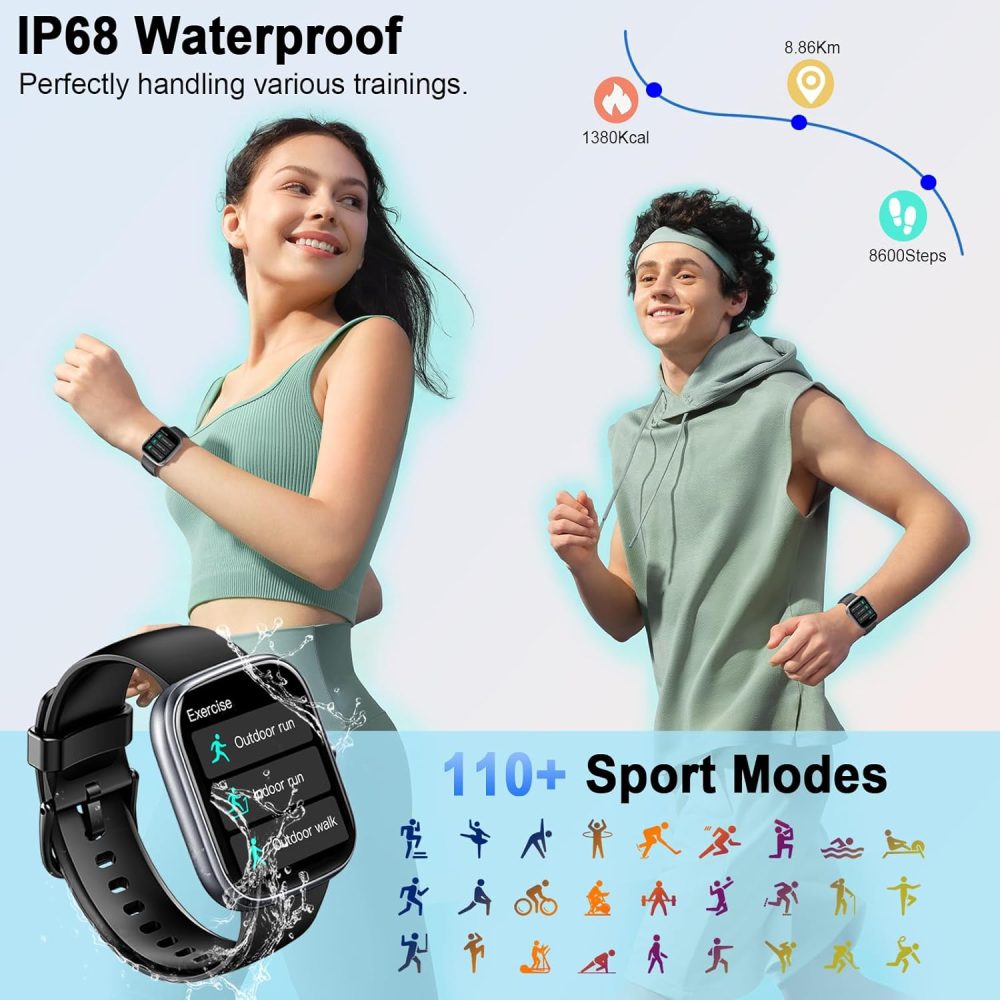 Smart Watch, 2025 HD 1.91" Smartwatch for Men Women(Answer/Make Call), 112+Sports Modes Fitness Activity Tracker, Calories/Heart Rate/Sleep Monitor, IP68 Waterproof Step Counter for Android iOS - Image 7