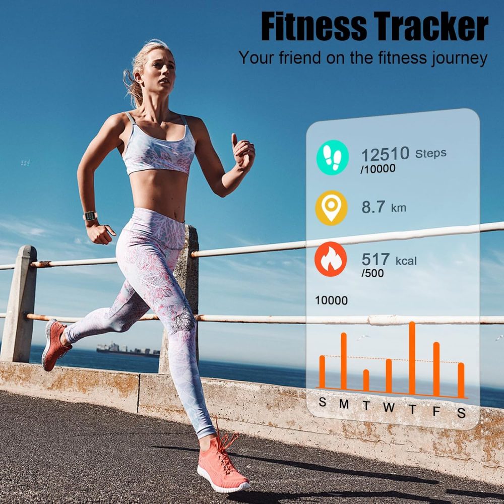 Smart Watch for Women Men, 1.96" Fitness Tracker Running Watch (Answer/Make Call), IP68 Waterproof, Pedometer, Sleep/Step/Activity/Heart Rate Monitor, 110+ Sport Modes Smartwatch for Adroid iOS, Pink - Image 3