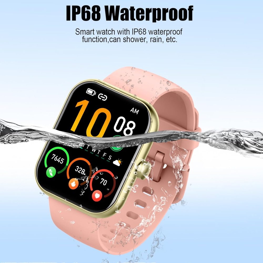 Smart Watch for Women Men, 1.96" Fitness Tracker Running Watch (Answer/Make Call), IP68 Waterproof, Pedometer, Sleep/Step/Activity/Heart Rate Monitor, 110+ Sport Modes Smartwatch for Adroid iOS, Pink - Image 8