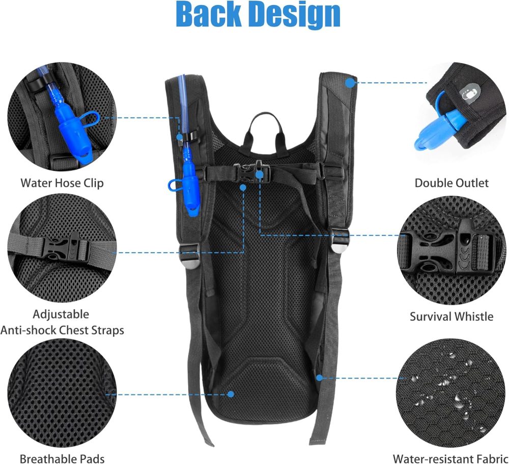 Zavothy Hydration Backpack with 2L Hydration Bladder Water Backpack for Hiking Hydration Pack for Running Cycling Hiking - Image 3